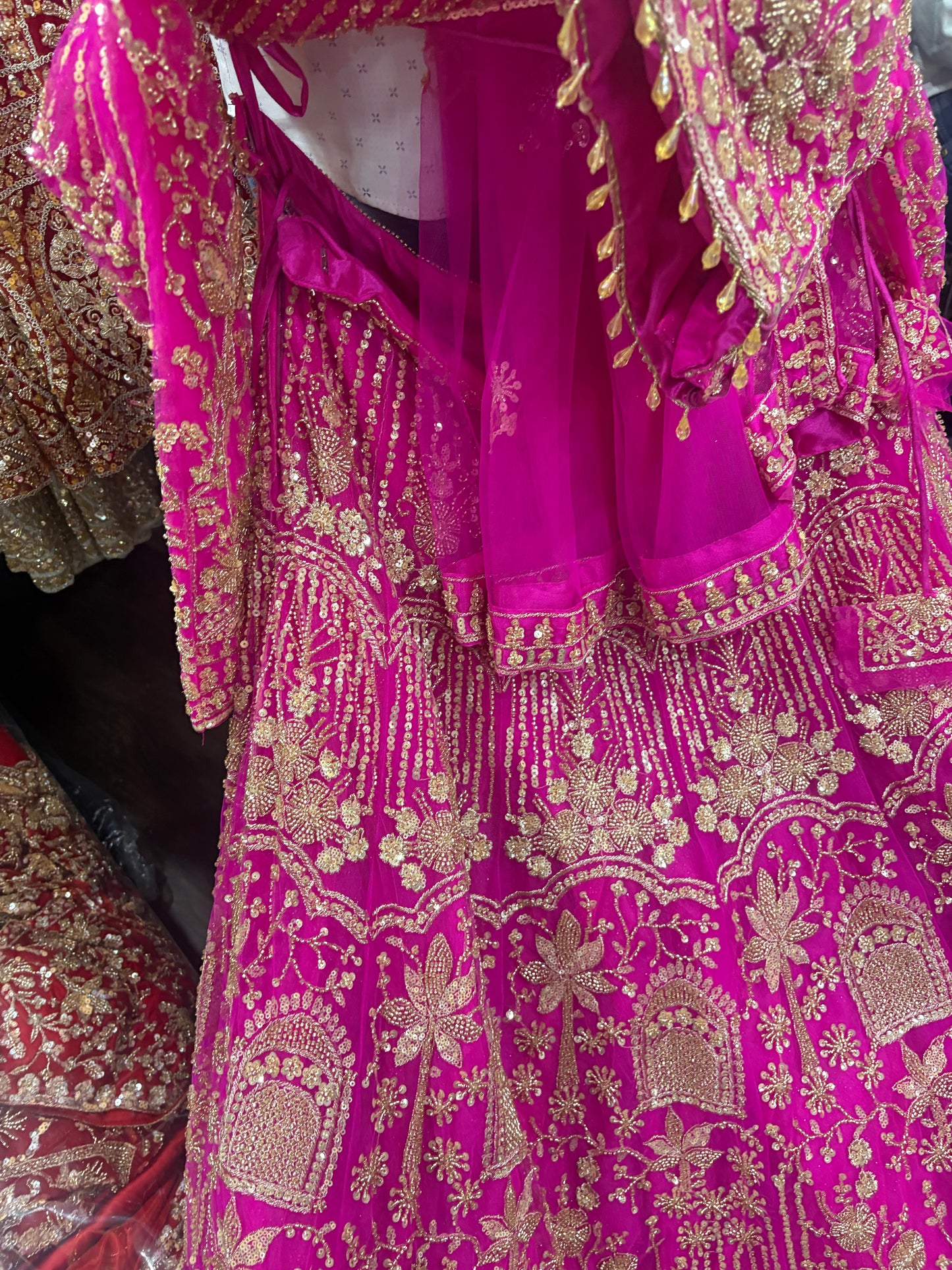 12 kali Light work Elegant hot pink crop top Lehenga