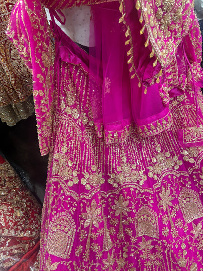 12 kali Light work Elegant hot pink crop top Lehenga