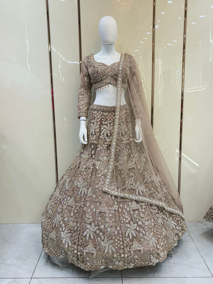 Golden brown Crop top Lehenga