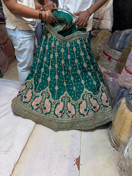 Green Peacock Designer Lehenga
