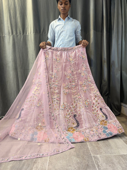 Engaging pink peacock Lehenga