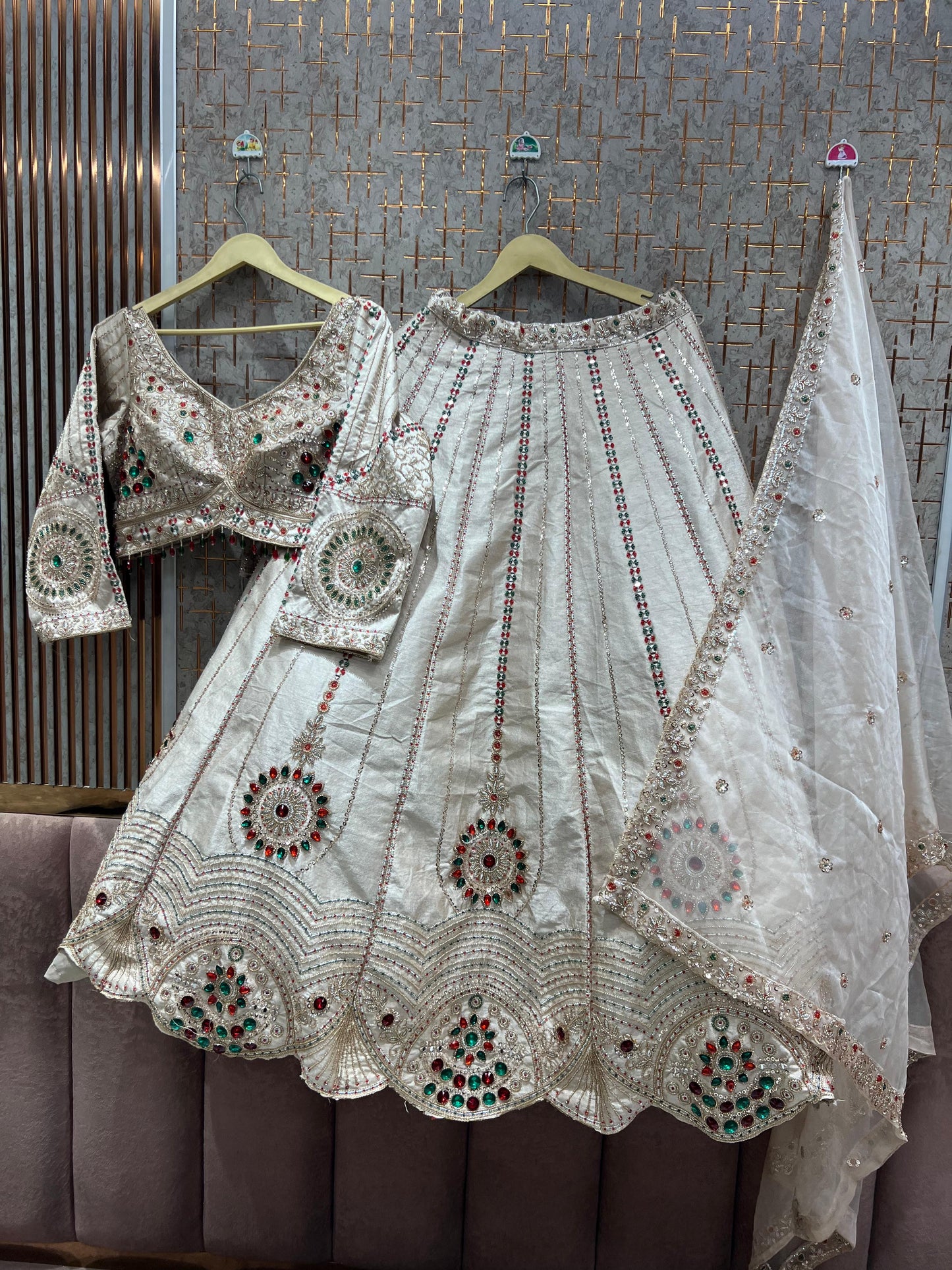 White crop top Lehenga