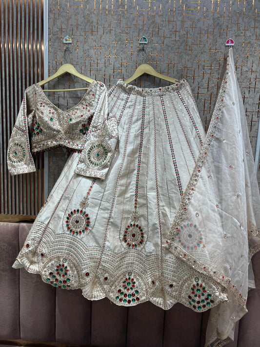 White crop top Lehenga