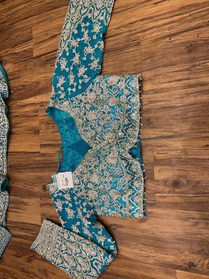 Delightful sky blue crop top lehenga