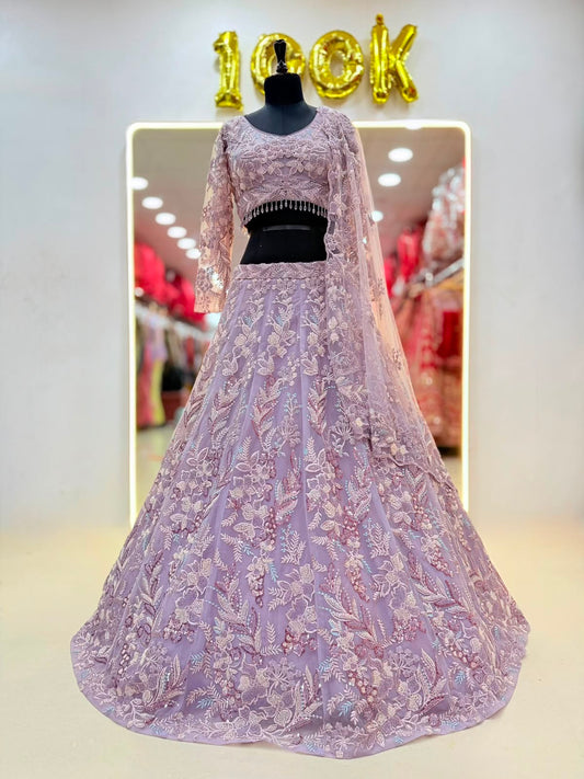 Purple Pdp Crop Top Lehenga