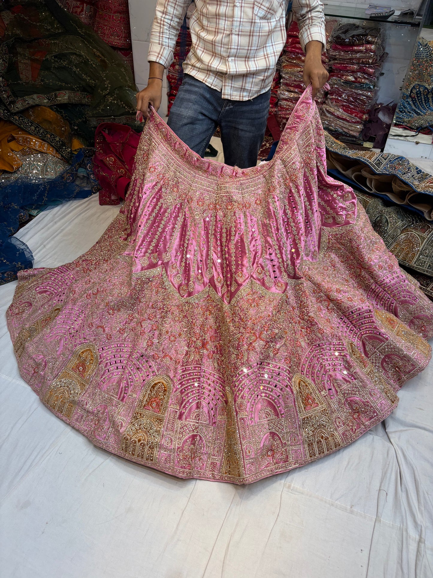 Heavy Jhumka Blue Lehenga