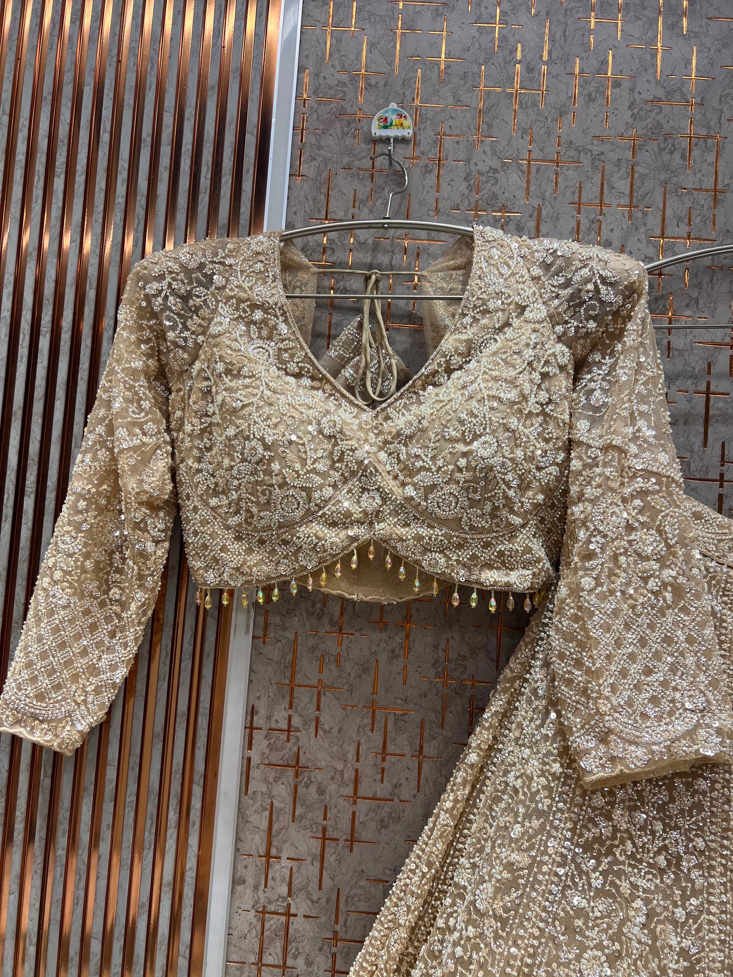 Golden On Golden Monotone Crop Top Lehenga