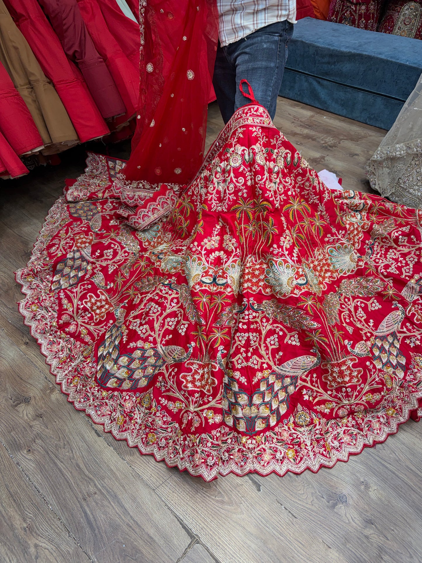 Red peacock Bridal Lehenga