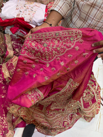 Pink orange Bridal Lehenga