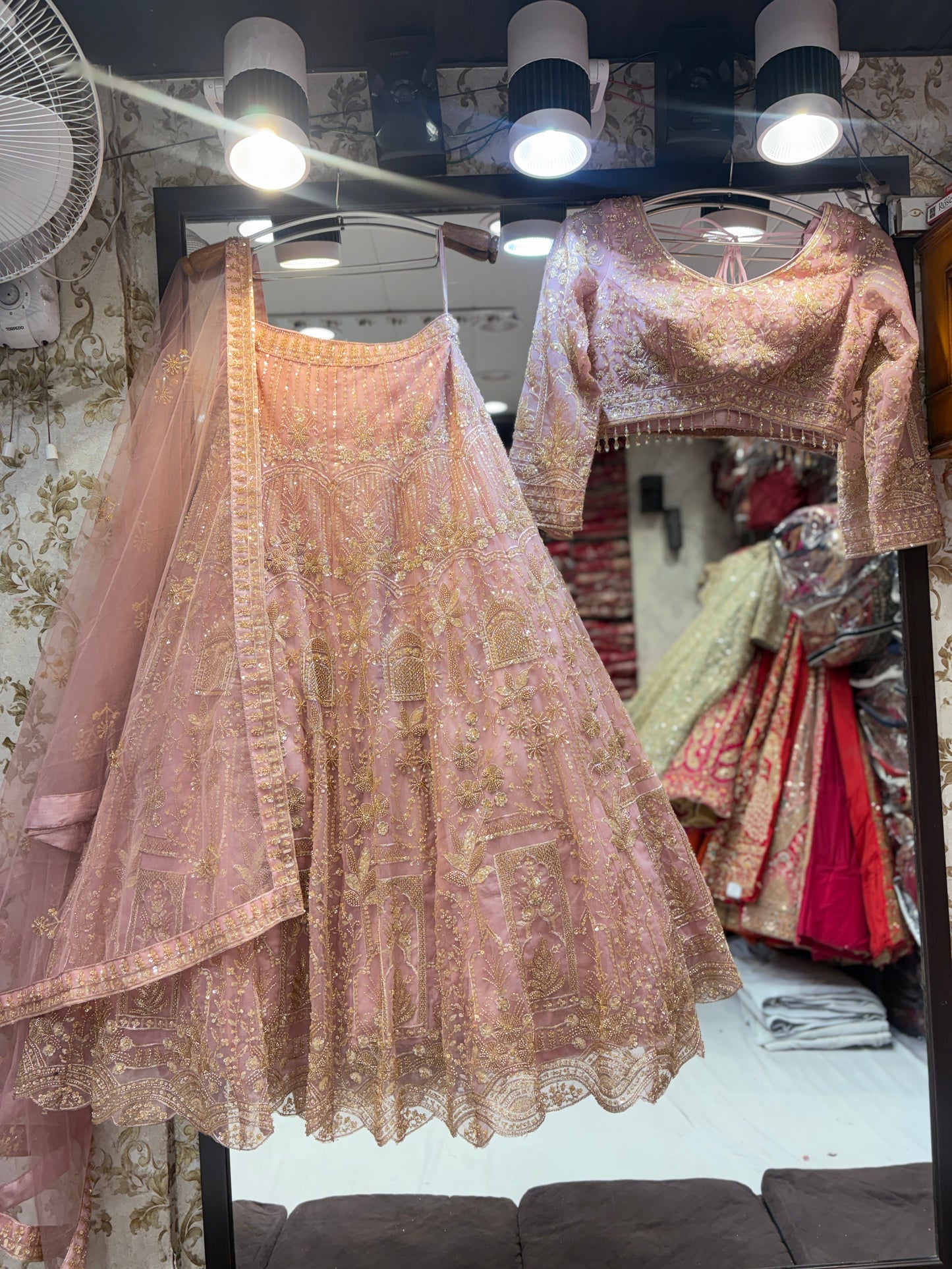 Awesome baby pink crop top Lehenga
