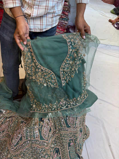 Green Peacock Designer Lehenga