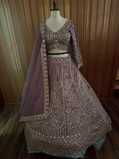 Lavender crop top Lehenga