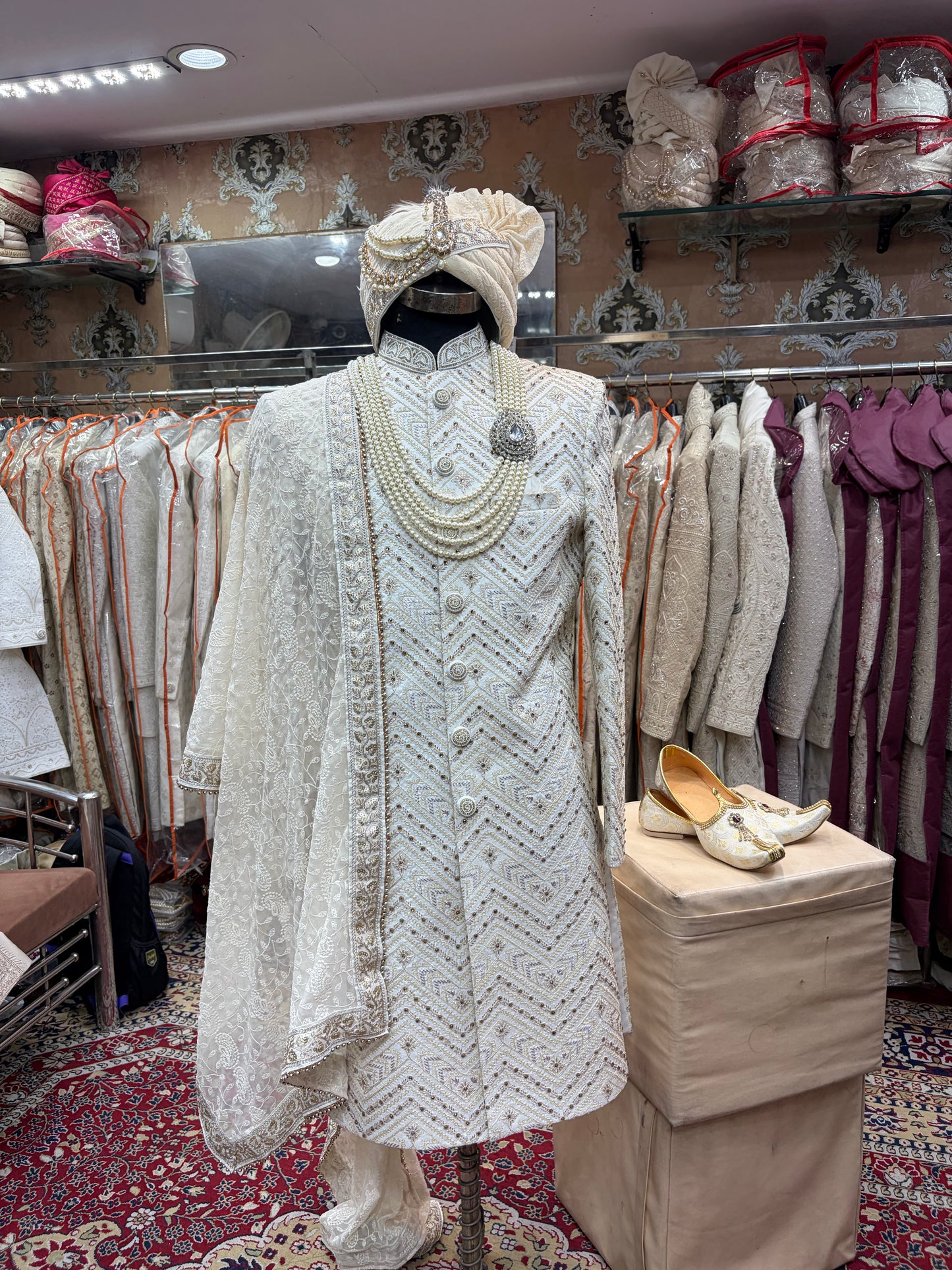Golden White sherwani - Shopping World