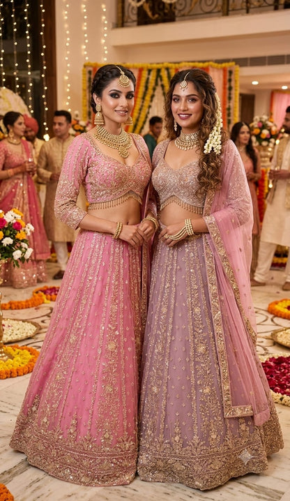 Baby Pink Crop Top Lehenga