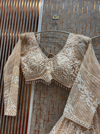 Peach Crop Top Lehenga