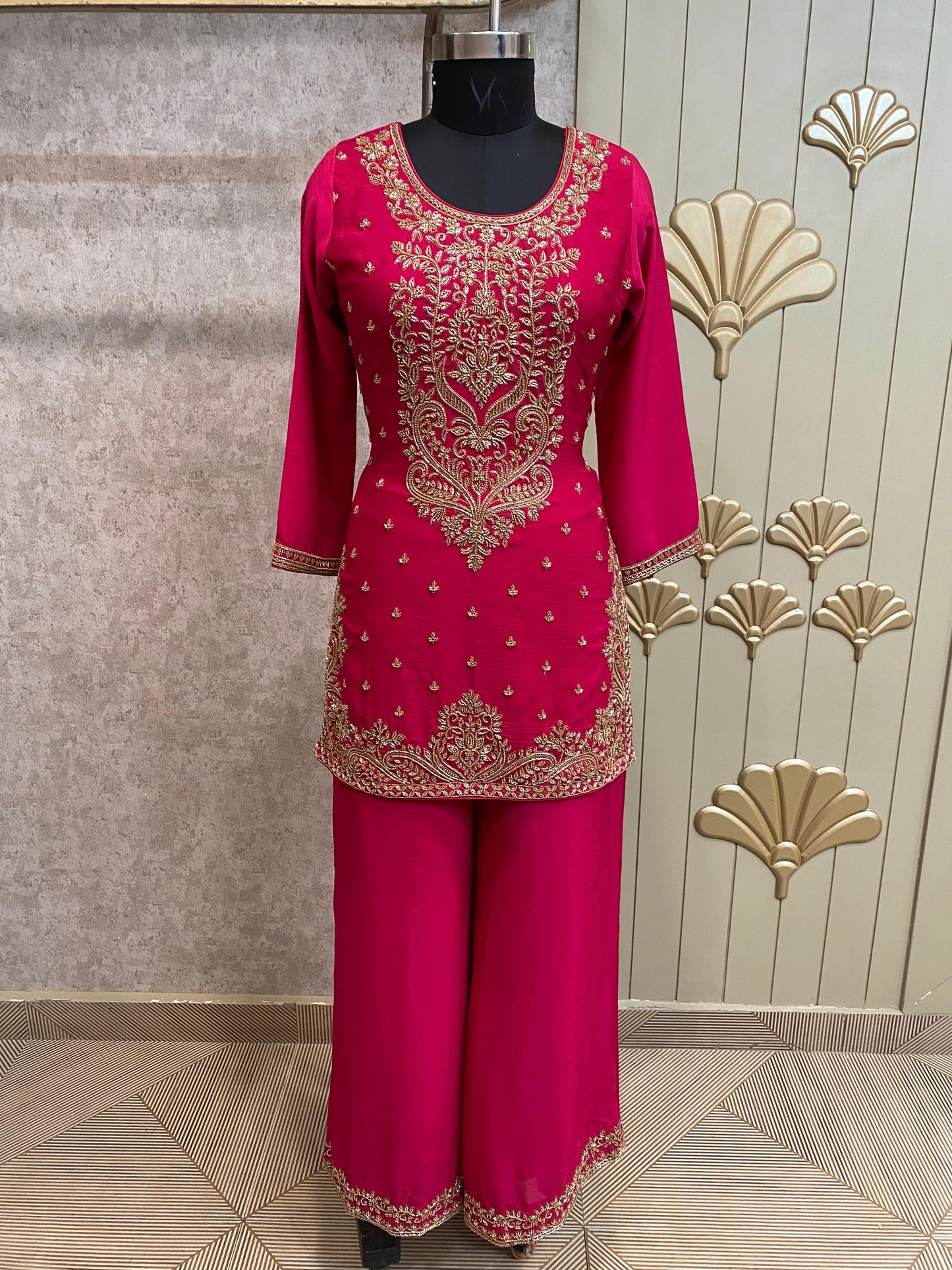 Blue Long Sharara Suit Dress Material