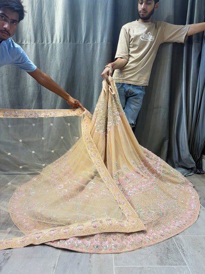 Charming peach crop top Lehenga