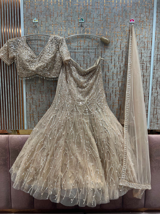 Rust Brown Crop Top Lehenga