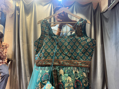 Pretty Blue Crop Top Lehenga