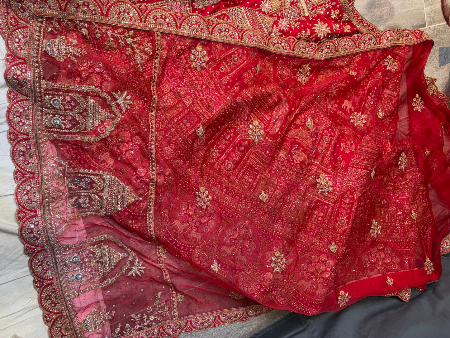 Elegant Red peacock Bridal Lehenga