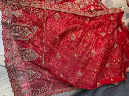 Elegant Red peacock Bridal Lehenga