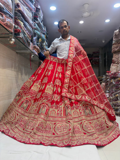 Delightful Rani pink peacock Bridal Lehenga