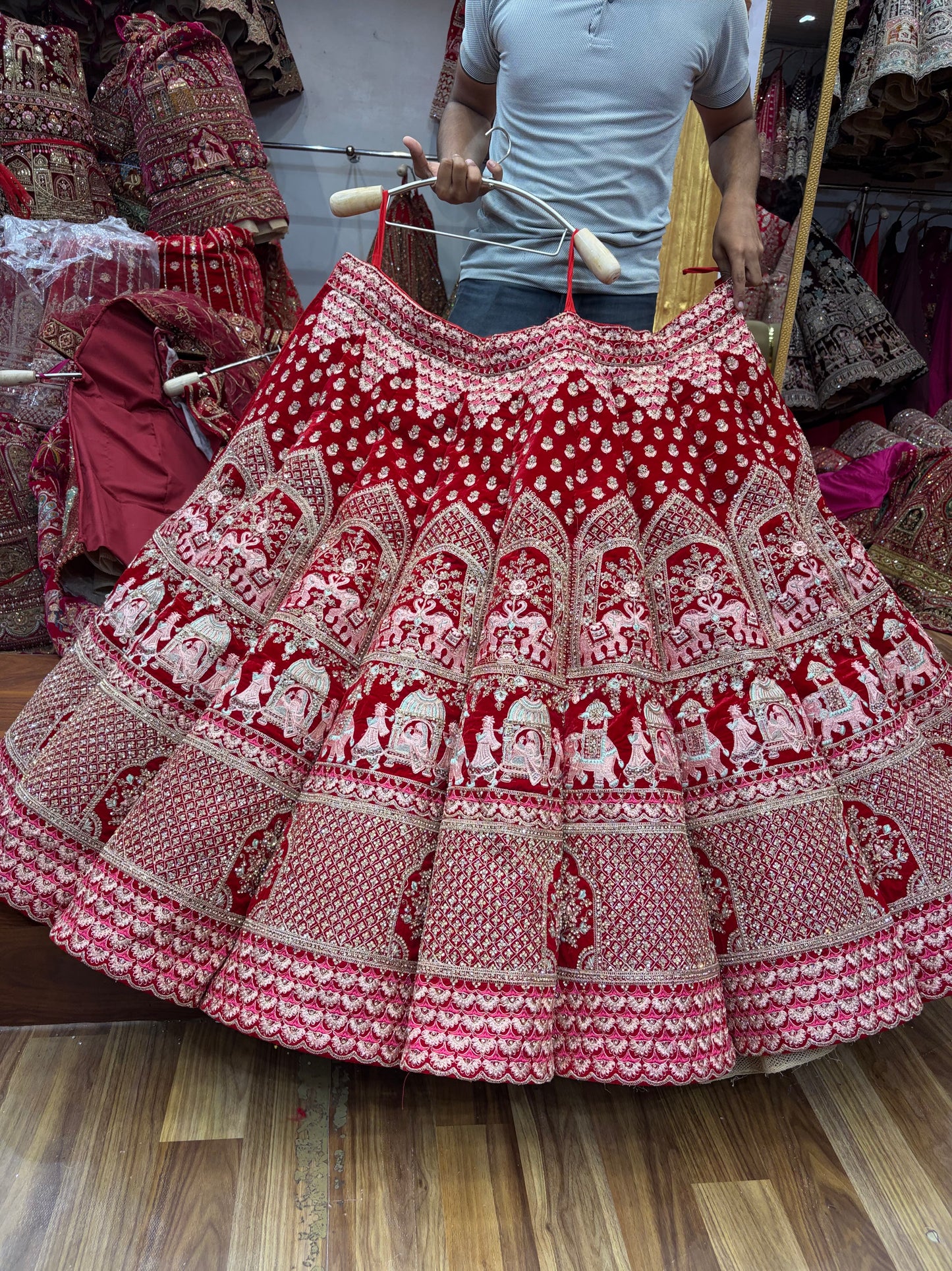 Red Doli Barat Ball Bridal Lehenga