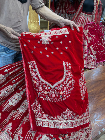 Red cherry Maroon Ball Bridal Lehenga