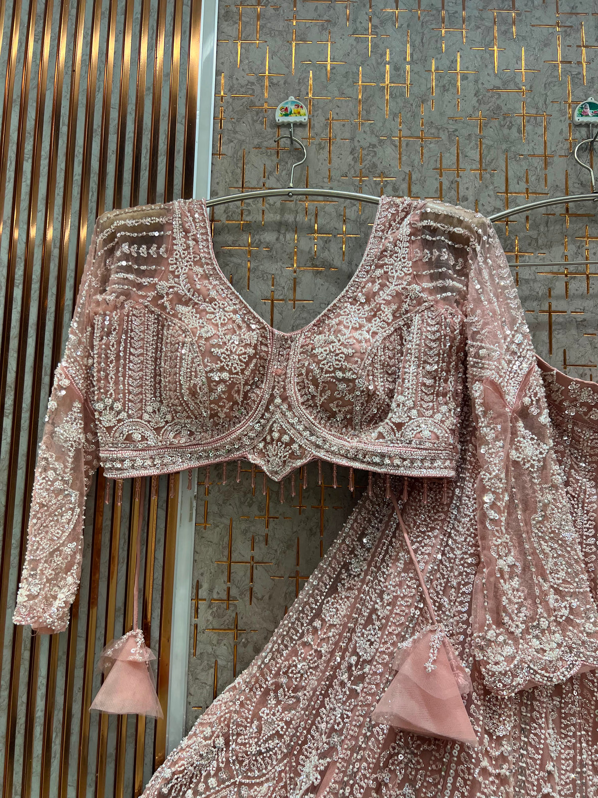 Pink crop top lehenga