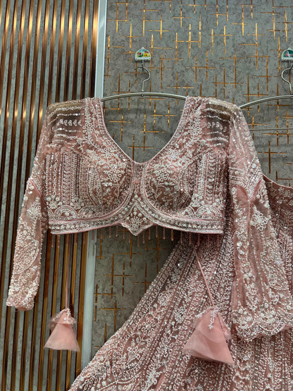 Pink crop top lehenga
