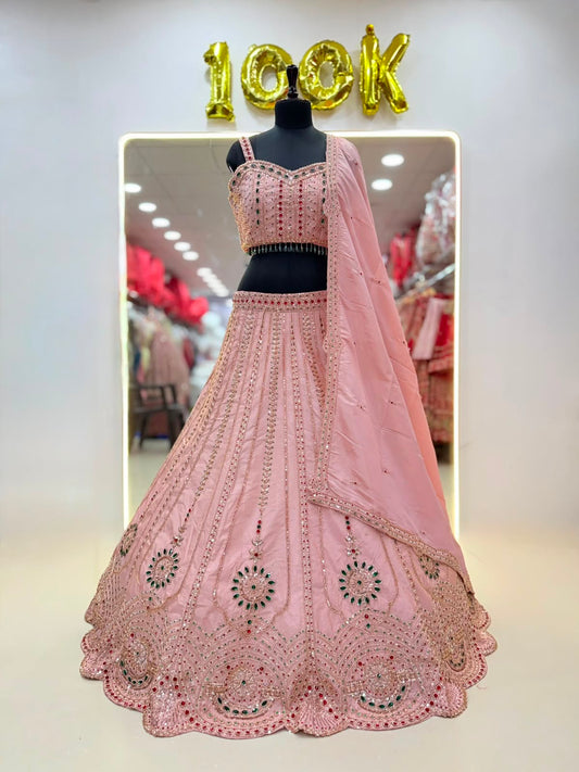 Pink Designer Crop Top Lehenga