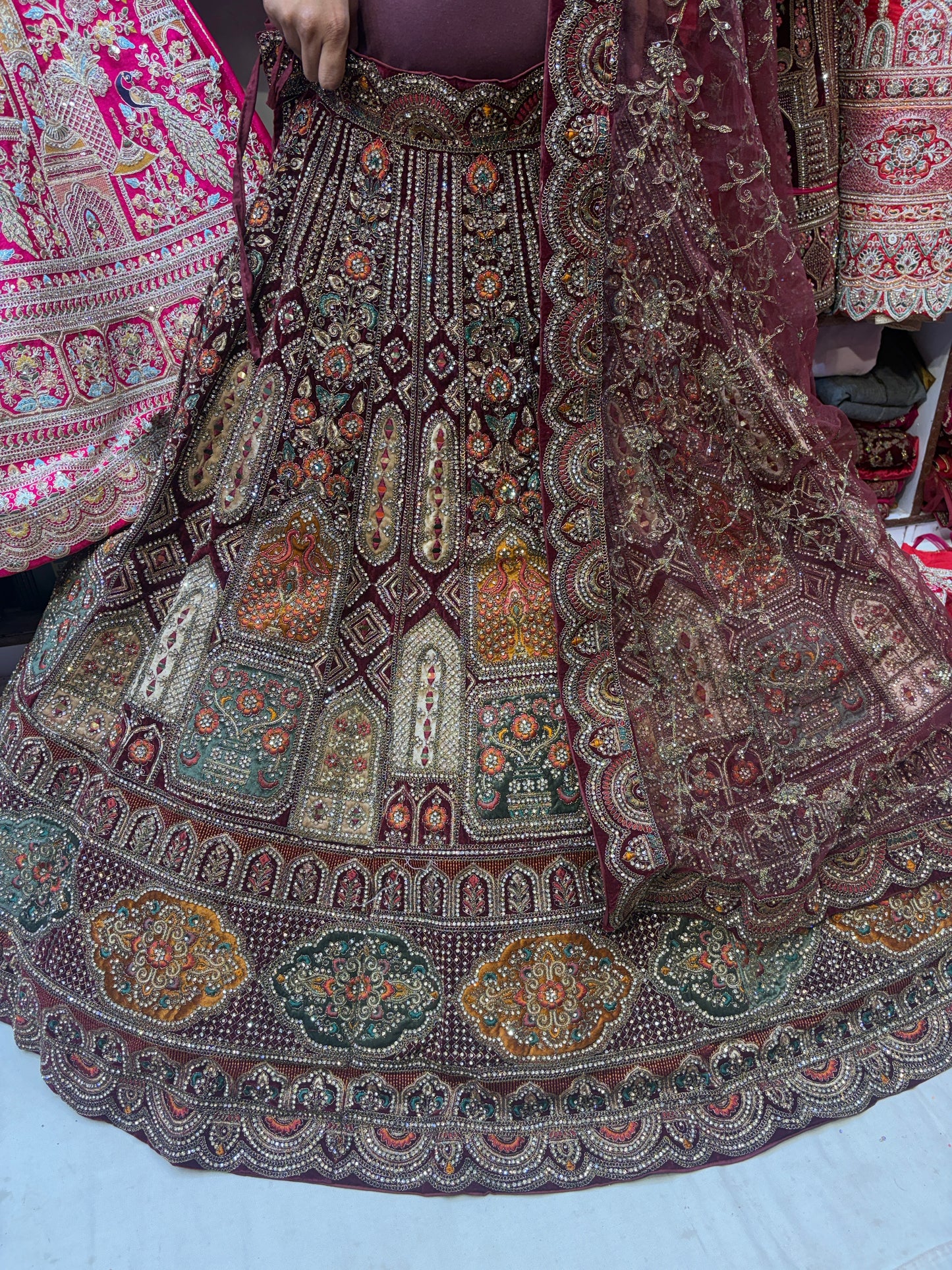 Royal maroon bridal Lehenga happy customer