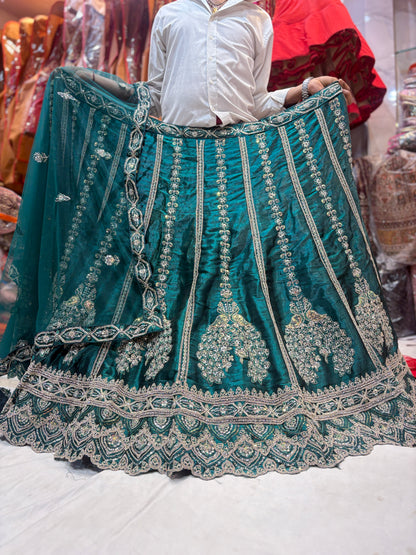 Beautiful blue teal green peacock Lehenga