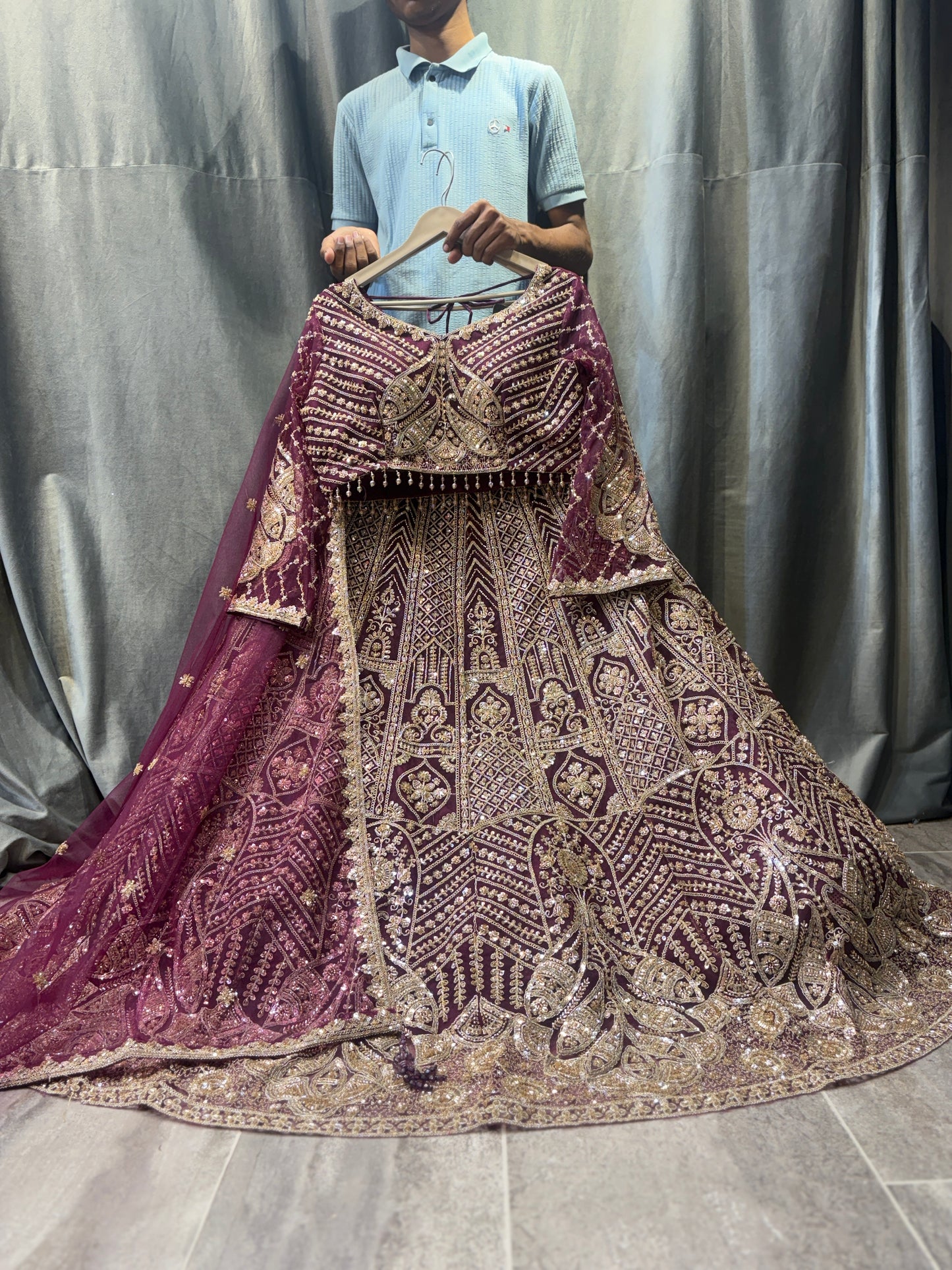 Glamorous Hot pink Crop Top Lehenga