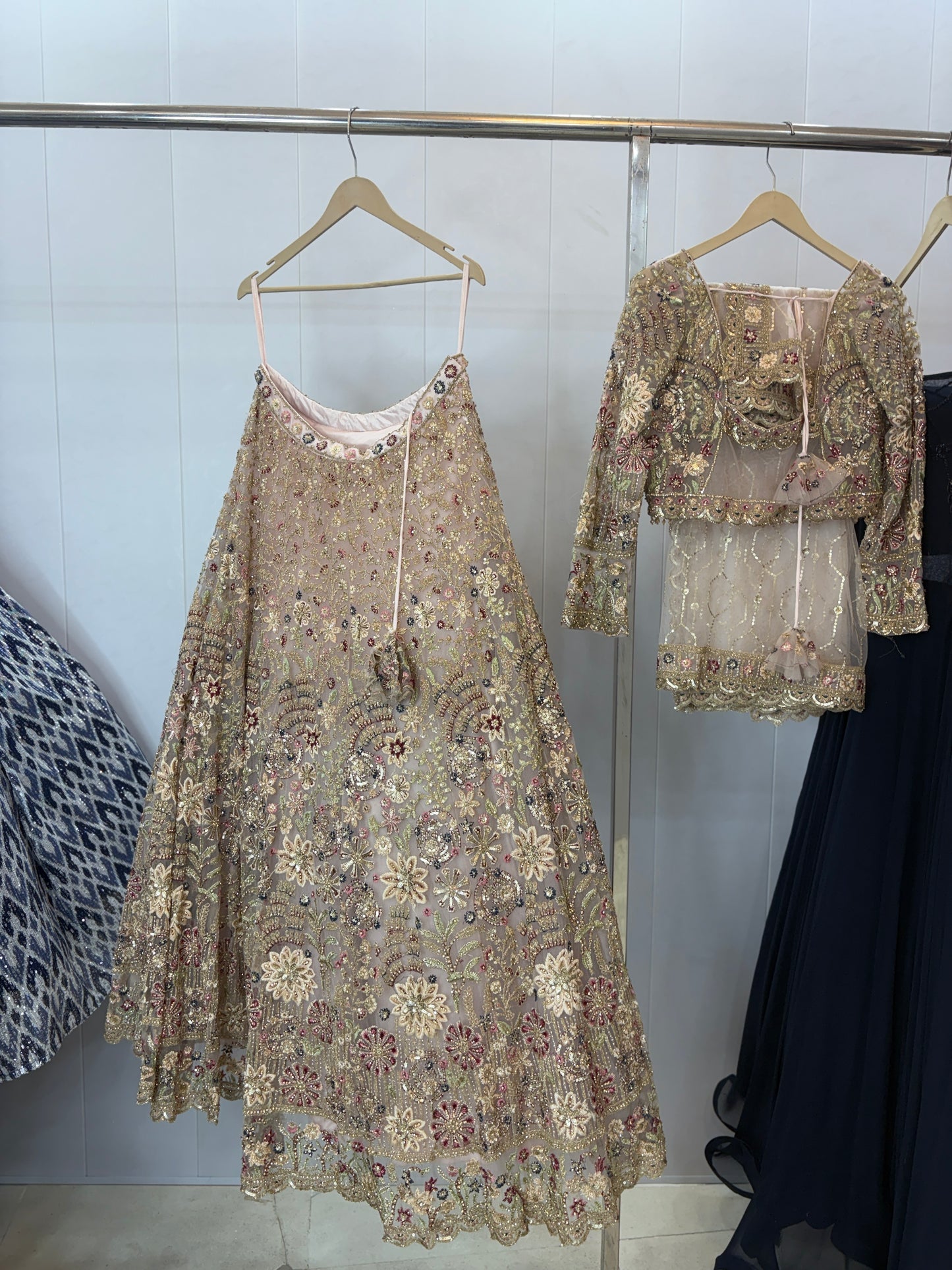 Glamorous peach Crop top Lehenga