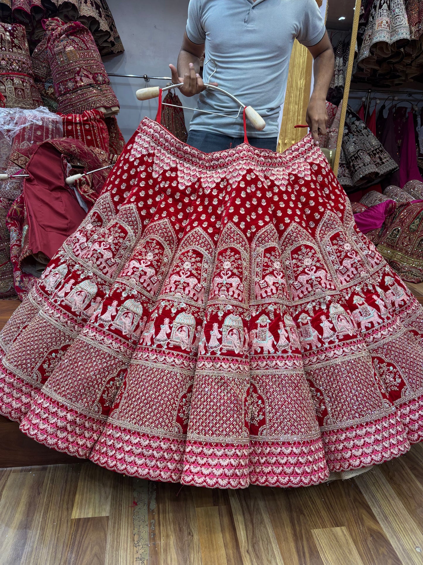 Red Doli Barat Ball Bridal Lehenga