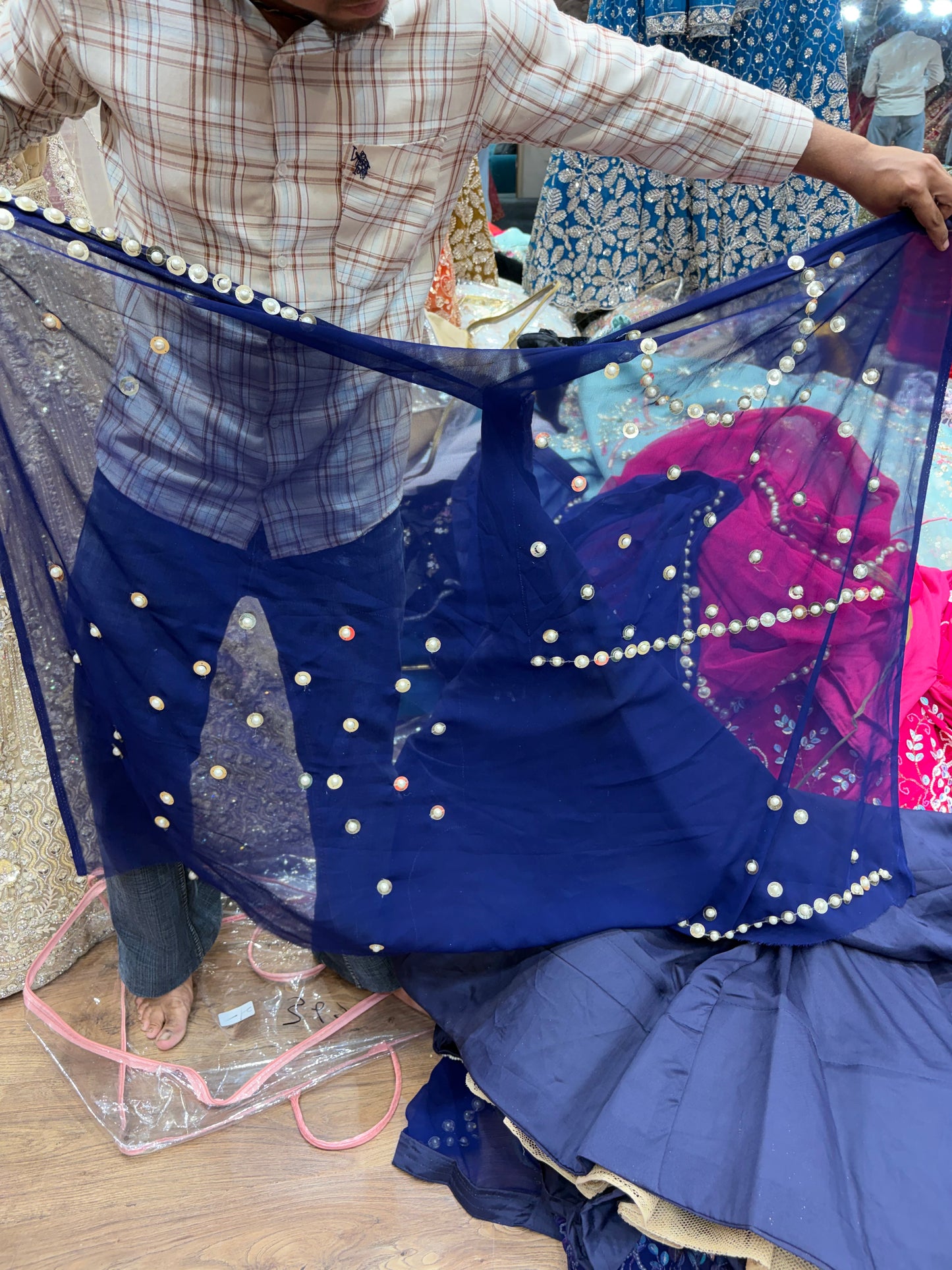 Dark Blue Peacock PDP Lehenga