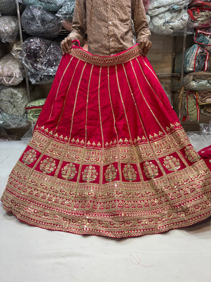 Eye catching pink bridal Lehenga