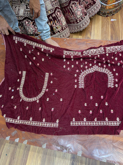 Maroon doli barat Ball Bridal Lehenga