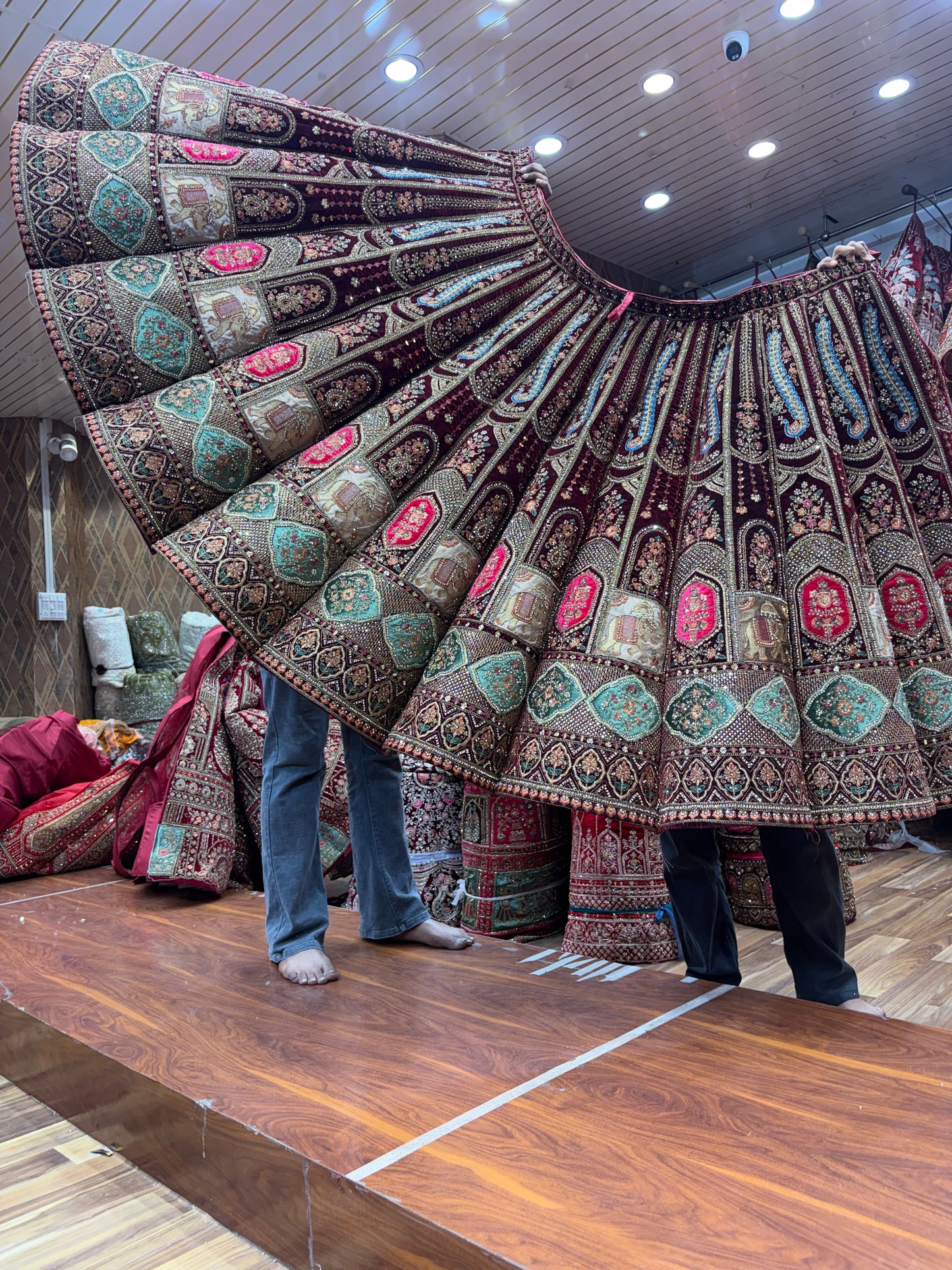 Maroon Peacock Ball Bridal Lehenga