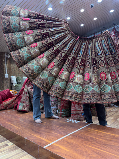 Maroon Peacock Ball Bridal Lehenga
