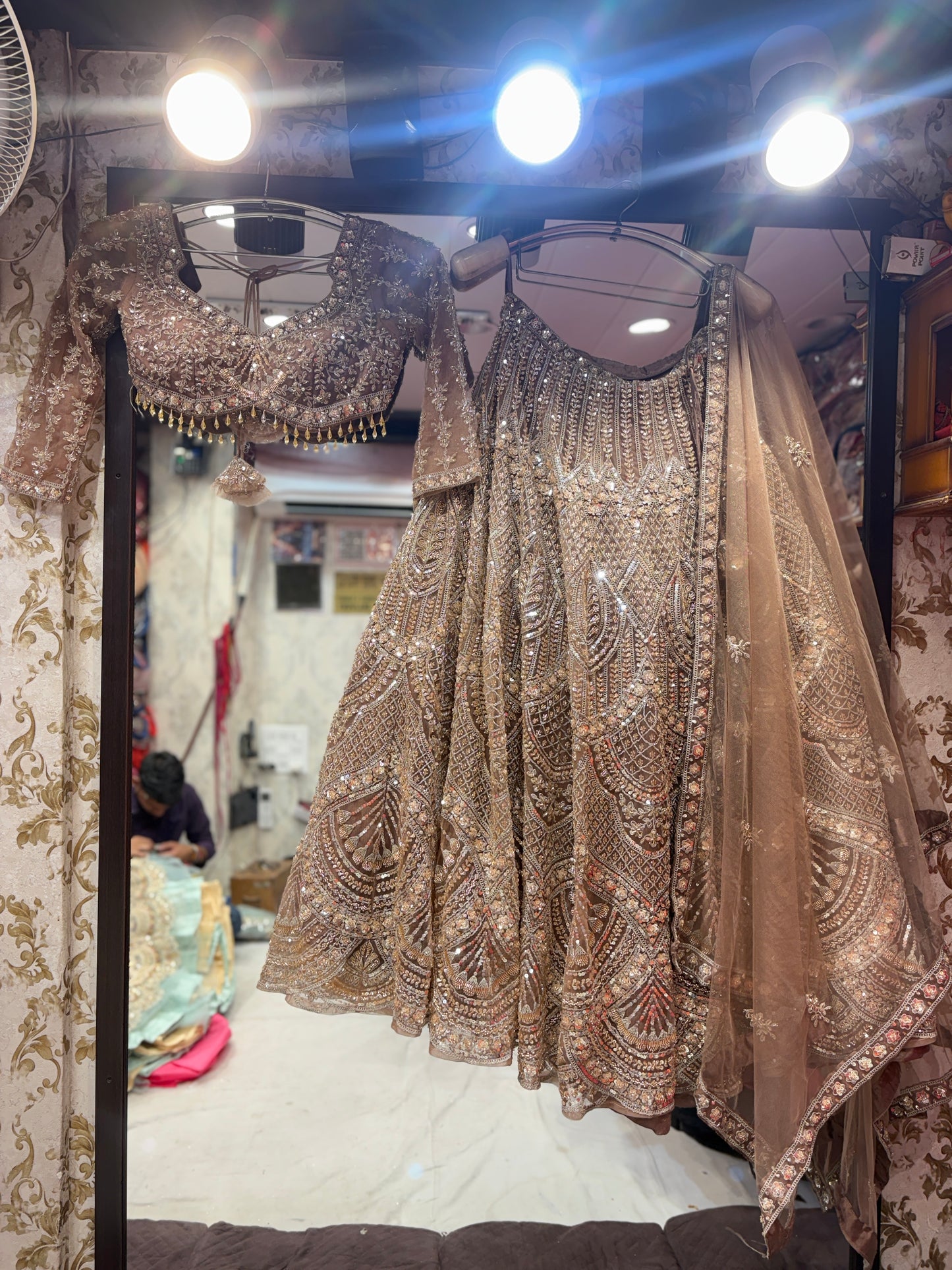 Stunning brown peach Crop Top Lehenga