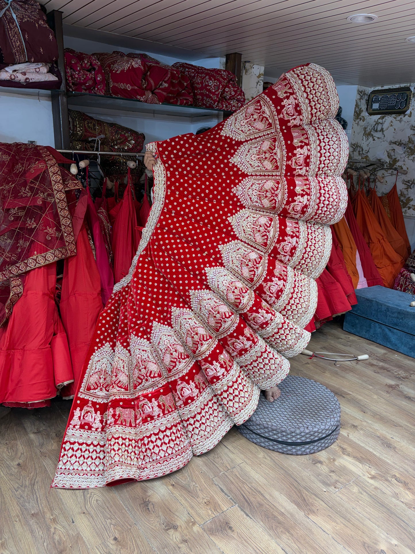 Red Gajraj elephant Doli Barat Ball Bridal Lehenga