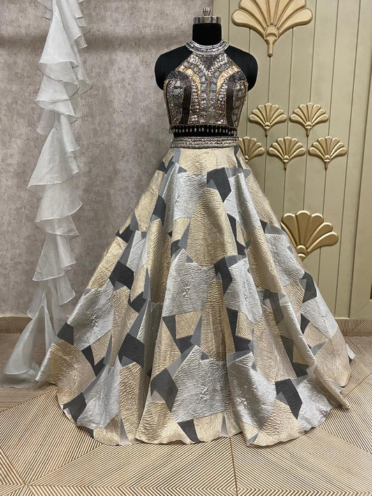 Golden silver PDP Crop Top Lehenga