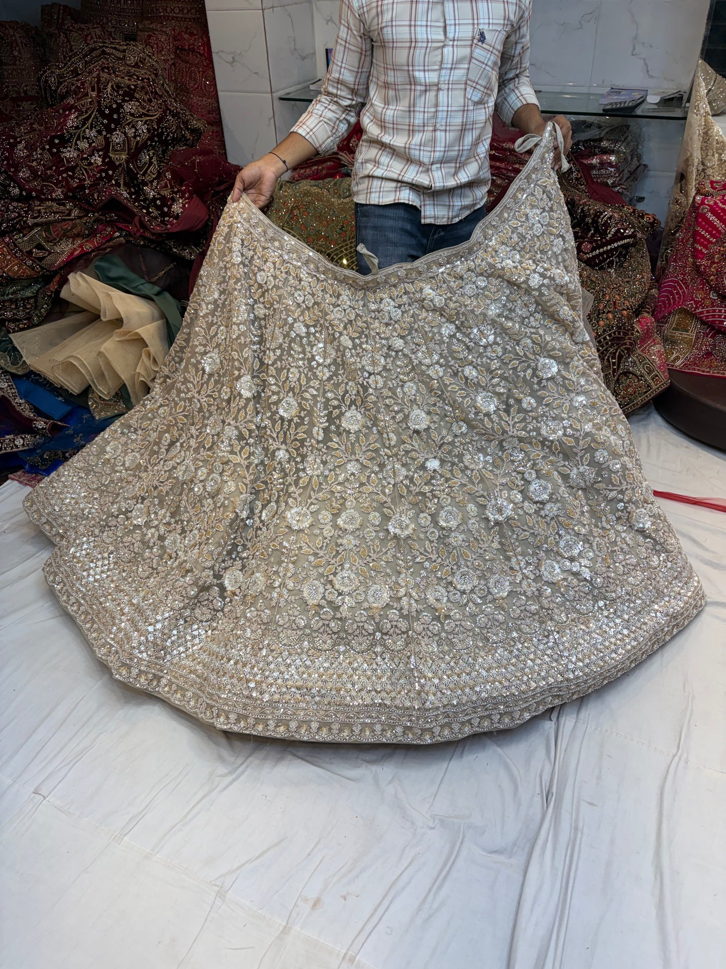 Beige Golden designer Lehenga