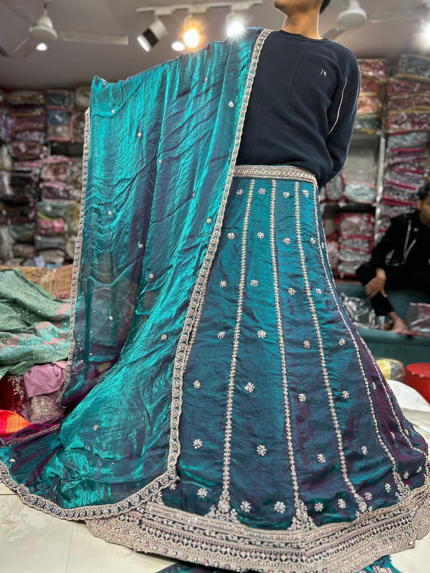 Lehenga azul lujosa