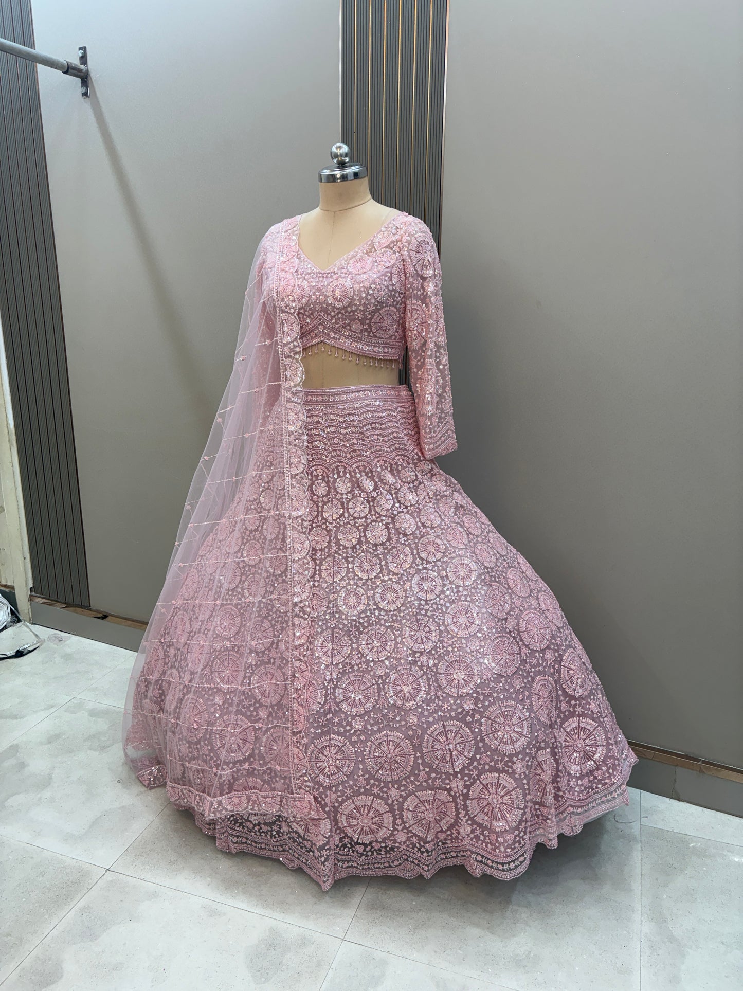 Gorgeous Cherry red on red Monotone Crop top Lehenga