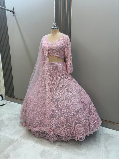 Gorgeous Cherry red on red Monotone Crop top Lehenga