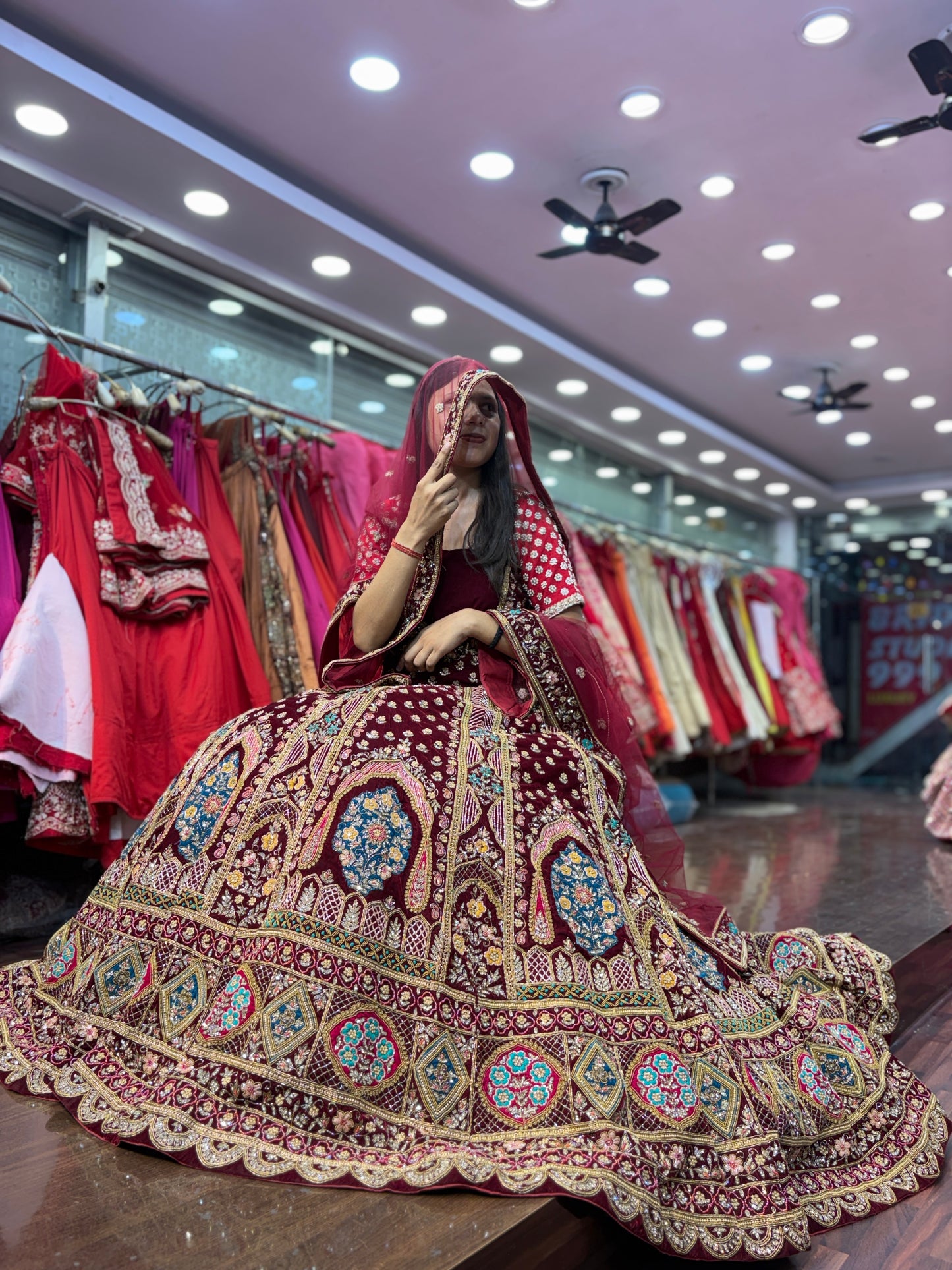 Stunning maroon bridal Lehenga