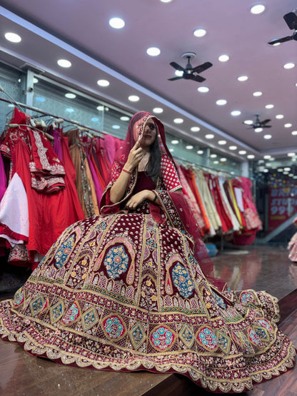 Stunning maroon bridal Lehenga